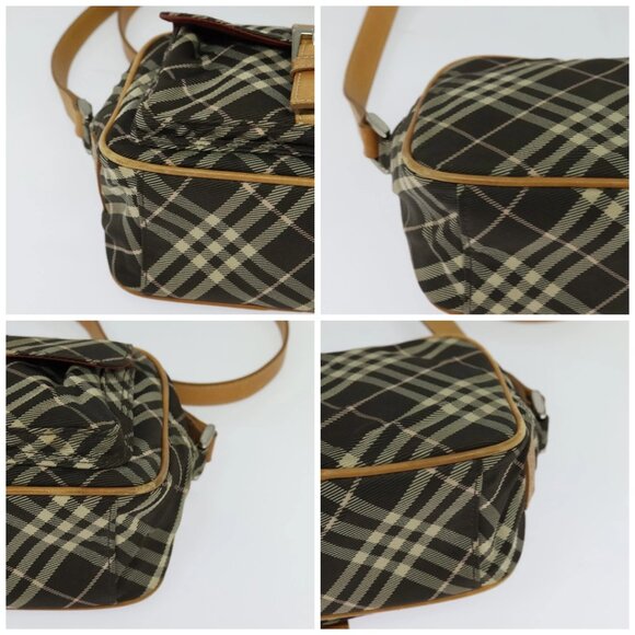 BURBERRY Nova Check Blue Label Shoulder Bag Canvas Brown Silver Auth - Picture 16 of 16
